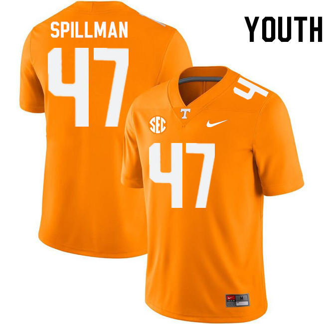 Youth #47 Edwin Spillman Tennessee Volunteers College Football Jerseys Stitched-Orange